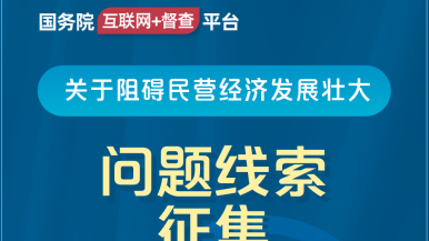 骚货抽插吃穴网站国务院“互联网+督查”平台公开征集阻碍民营经济发展壮大问题线索